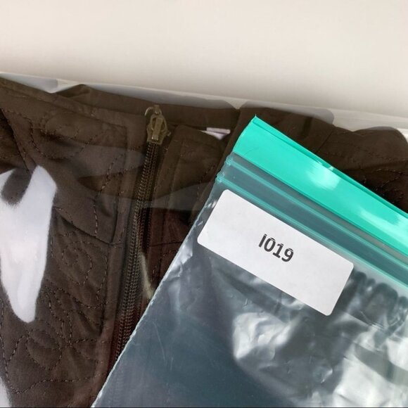 Alia Petite Collarless Brown  Floral Embroidered Vest - Picture 12 of 12